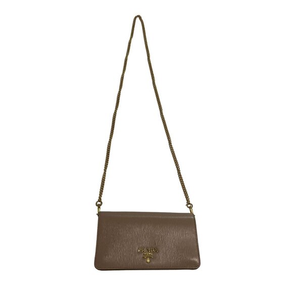 Prada Vitello Move Oro Chain Wallet in Cream - Picture 1 of 7